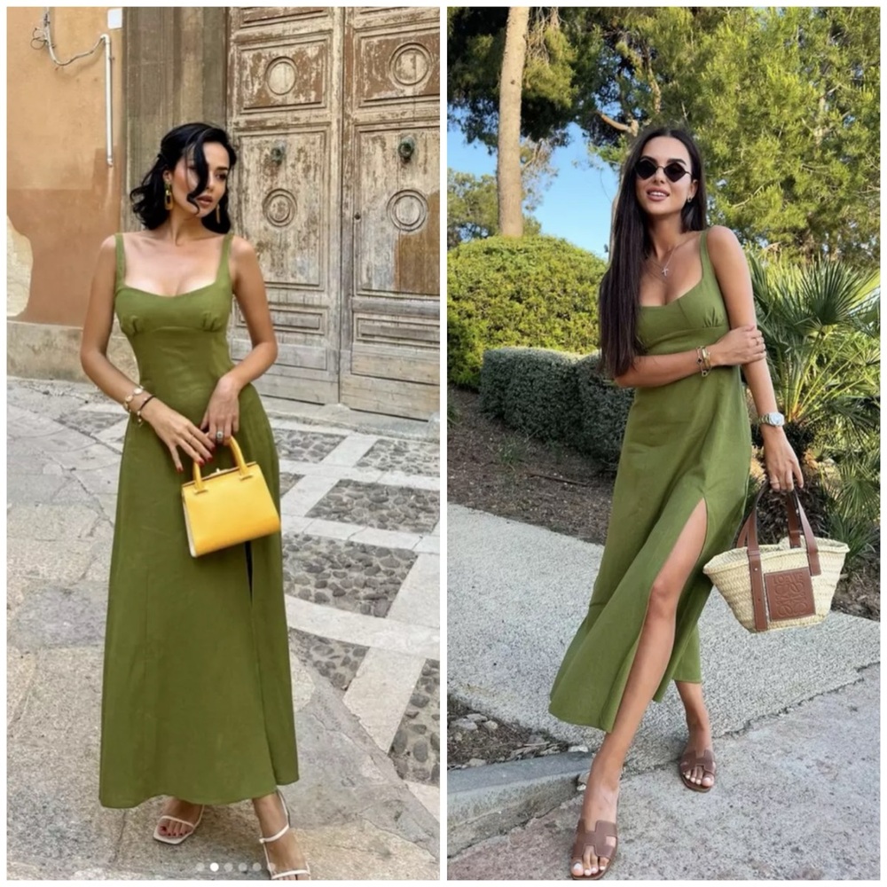 Zara Olive Green Midi Dress